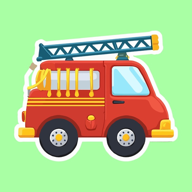 Vector cartoon fire truck vector illustration