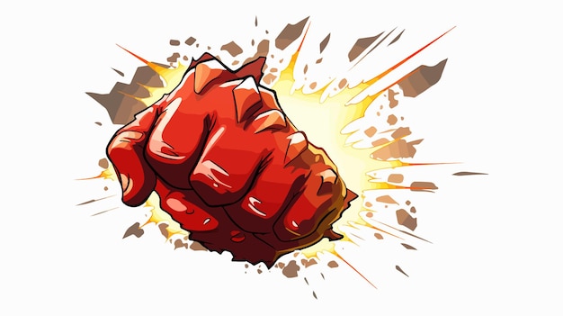 Vector cartoon fist hand with comic book explosion