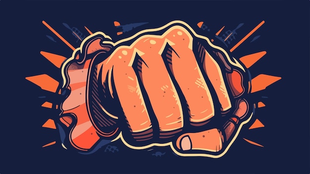 Vector a cartoon of a fist with a fist in the background