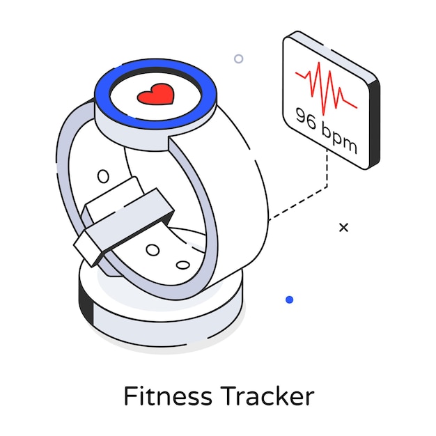 Vector a cartoon of a fitness tracker with a heart on the top of it