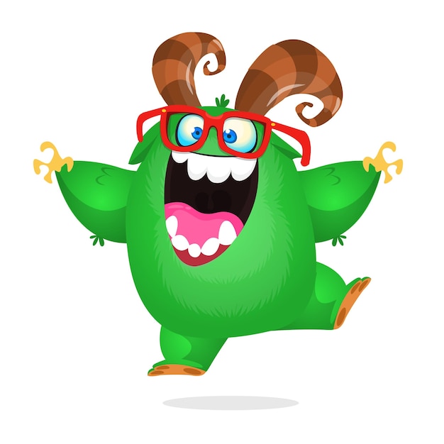 Vector cartoon fiunny dancing monster illustration