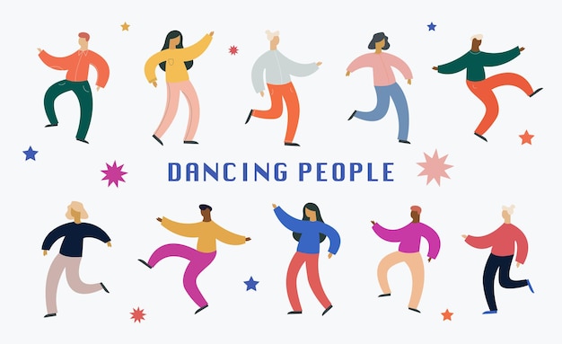 Vector cartoon flat vector illustration of dancing people