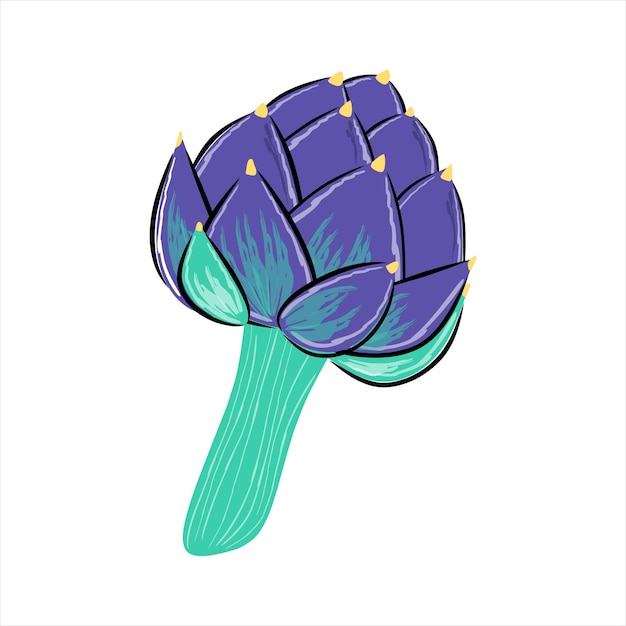 Cartoon flat vegetable artichoke isolated