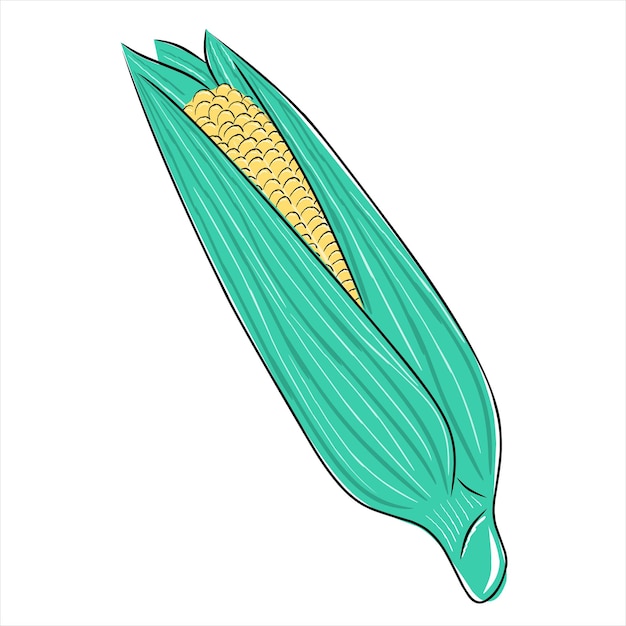 Cartoon flat vegetable corn isolated