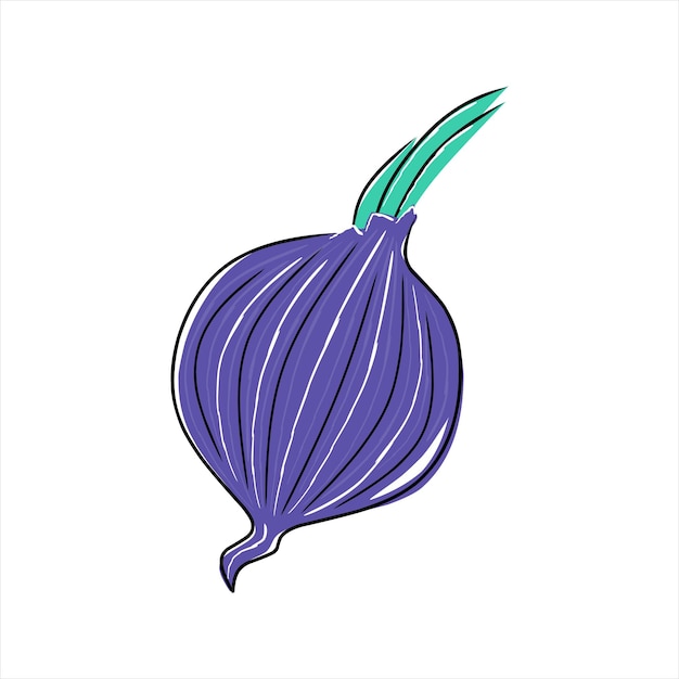 Cartoon flat vegetable onion isolated