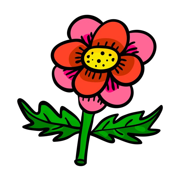 Cartoon flower isolated on white background.