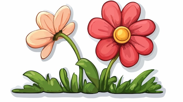 Vector cartoon flower sticker vector illustration