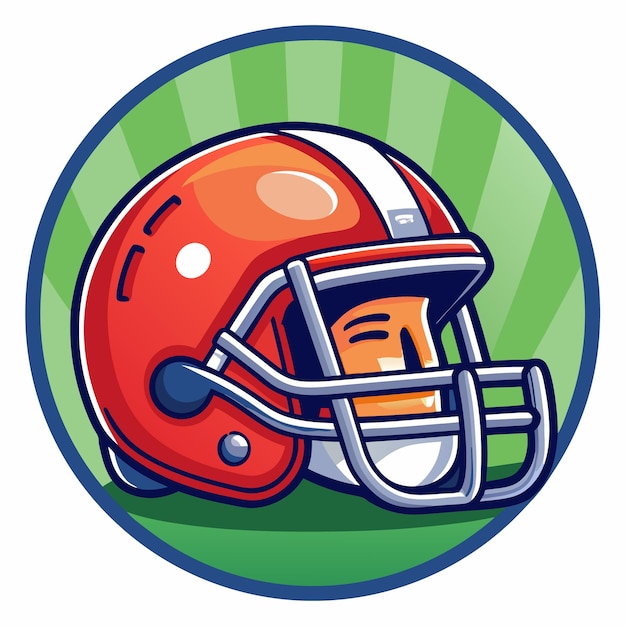 Cartoon football helmet in green circle