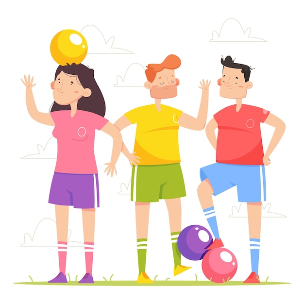 Cartoon football players group