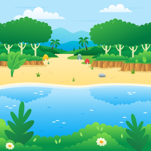 Cartoon Forest with a river