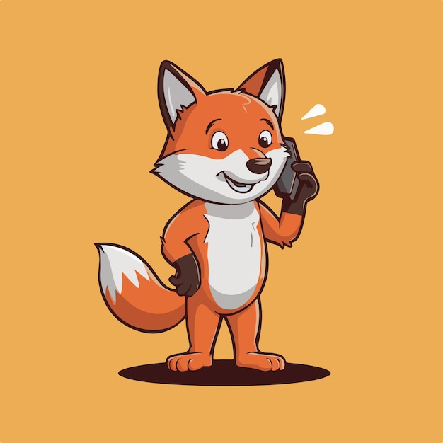 a cartoon of a fox talking on a phone