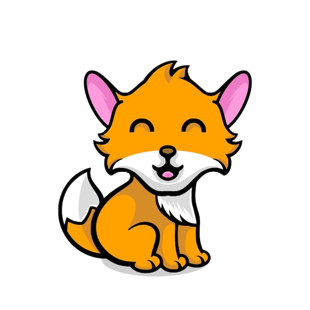 A cartoon fox that is smiling and has a pink nose