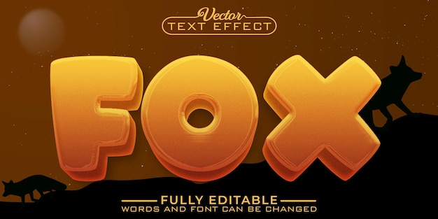 Cartoon Fox Vector Editable Text Effect Template