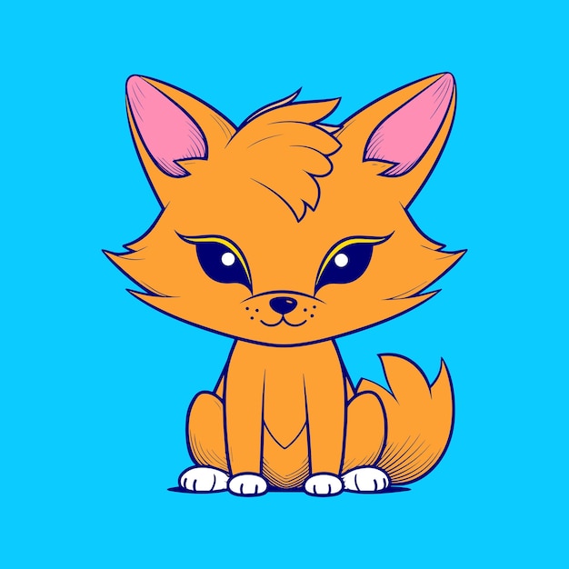 A cartoon of a Fox with a blue background