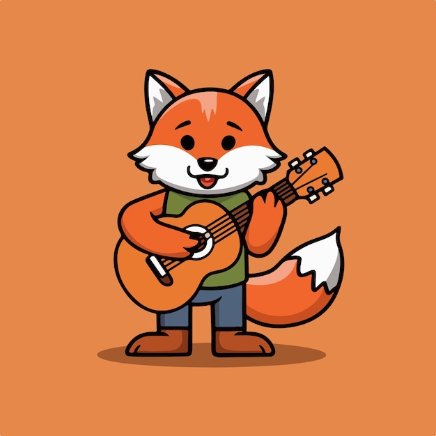 a cartoon of a fox with a guitar in his hand