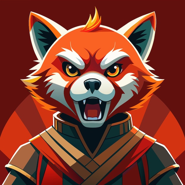 a cartoon of a fox with a red face and a red background