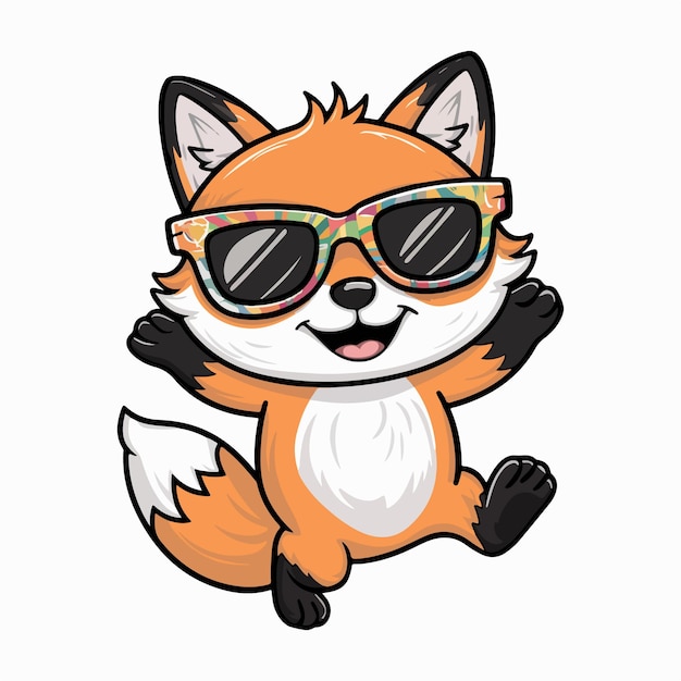 a cartoon of a fox with sunglasses on it and a picture of a fox