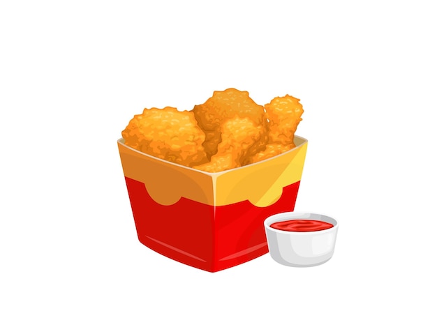 Vector cartoon fried chicken legs vector crispy nuggets