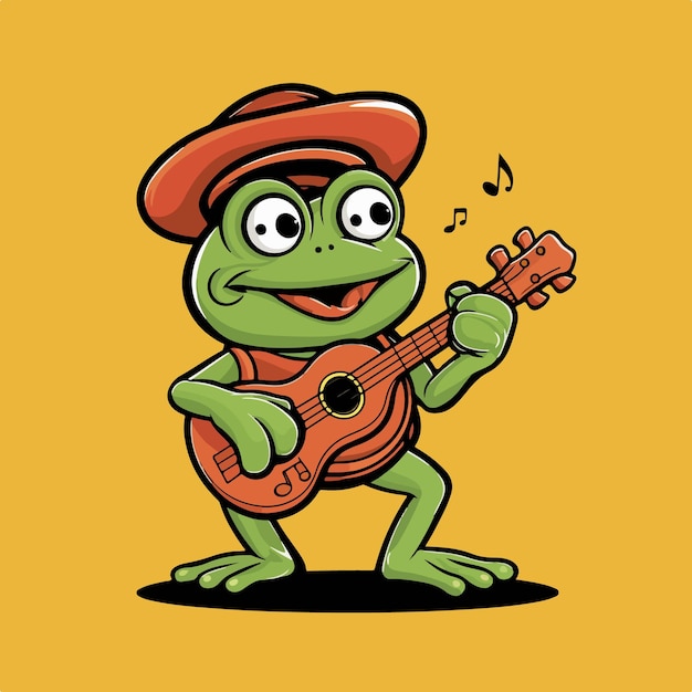 a cartoon of a frog playing a guitar with a guitar