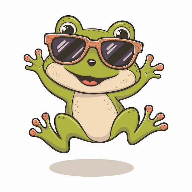 Vector a cartoon frog wearing sunglasses with a picture of a frog wearing sunglasses