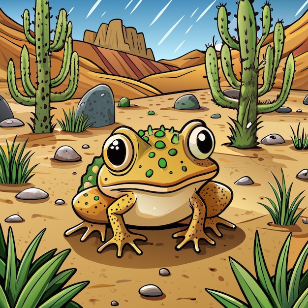 a cartoon of a frog with a green dot on its head