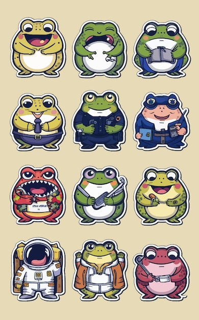 a cartoon of frogs with a blue shirt on the front