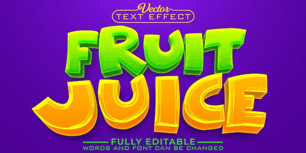 Cartoon Fruit Juice Vector Editable Text Effect Template