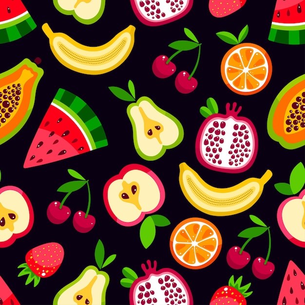 Cartoon fruits seamless pattern