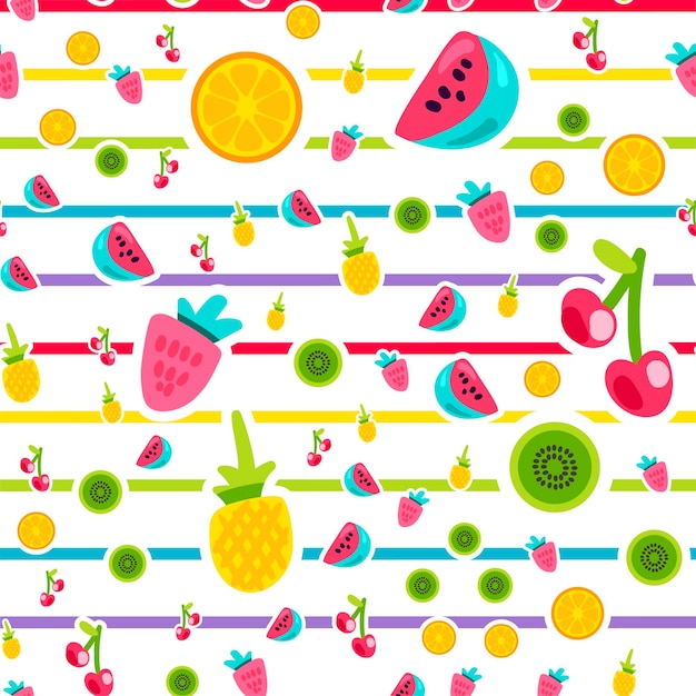 Cartoon fruits seamless pattern