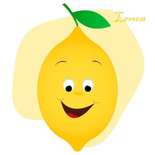 Cartoon fruits and vegetables with different emotions Lemon