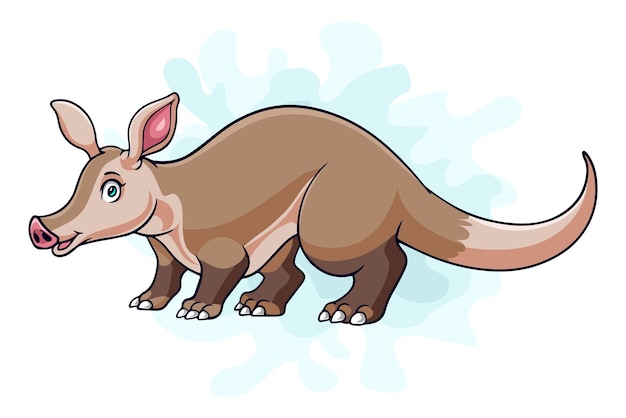 Cartoon funny Aardvark isolated on white background