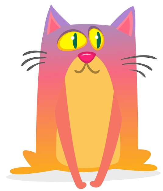 Cartoon funny cat Fat striped cat illustration Vector isolated