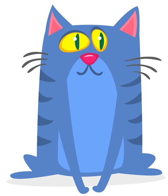 Cartoon funny cat Fat striped cat illustration Vector isolated