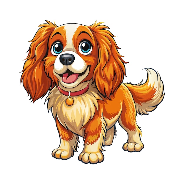 A Cartoon Funny Cavalier King Charles Spaniel