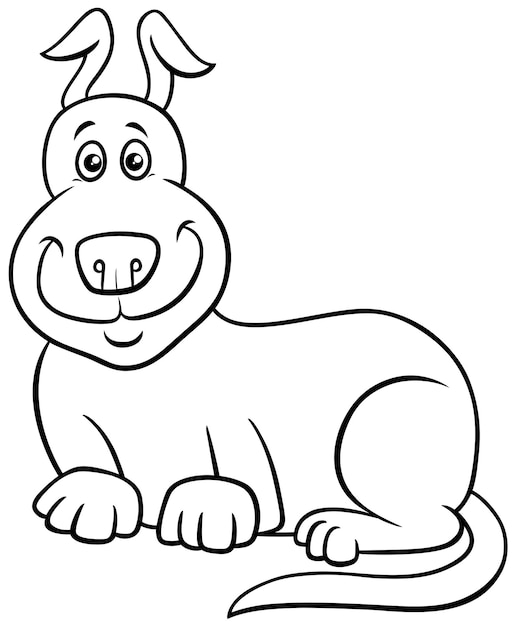 Cartoon funny dog animal character coloring page