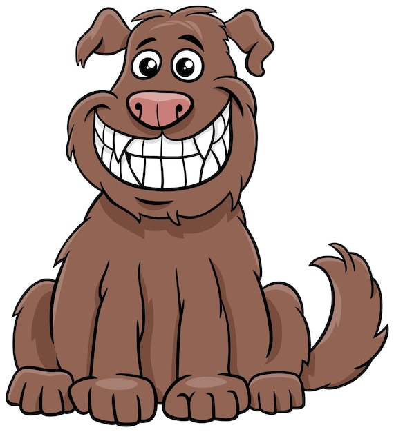 Cartoon funny dog comic animal character grinning