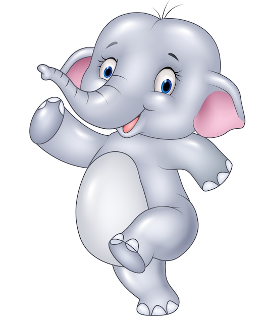 Cartoon funny elephant isolated on white background