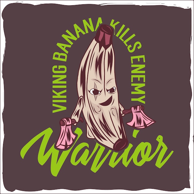 Cartoon funny face banana warrior vector Eps 10