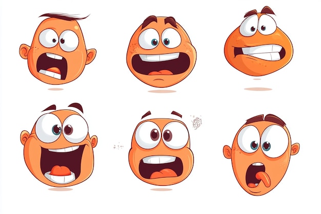 Vector cartoon funny faces with emotions