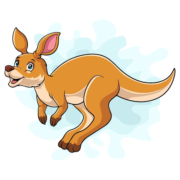 Cartoon funny kangaroo isolated on white background