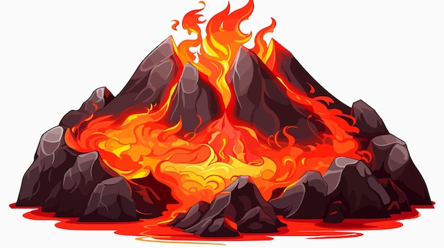 Vector cartoon game lava island vector illustration