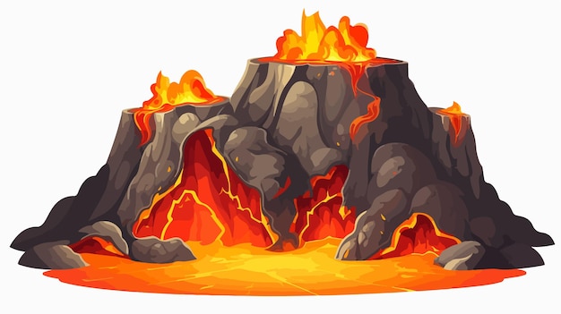 Vector cartoon game lava island vector illustration