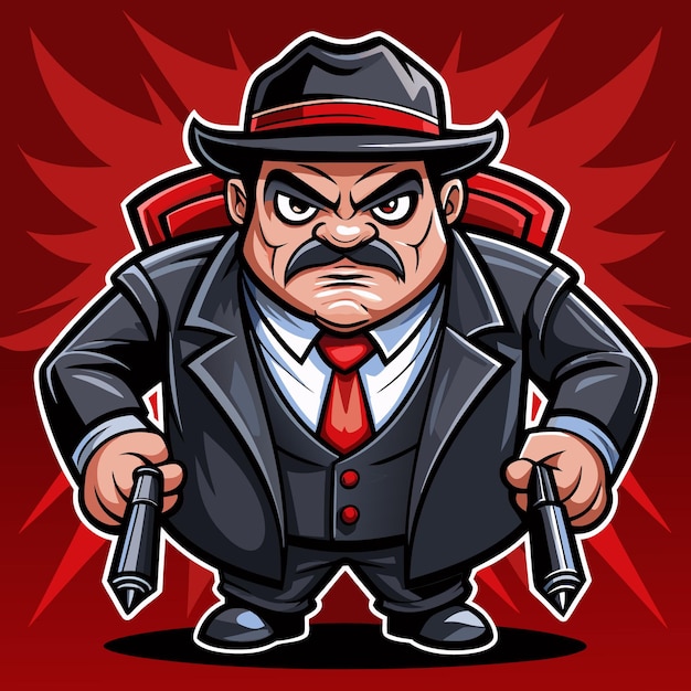 Vector cartoon gangster with guns