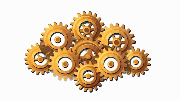 Cartoon Gears Machinery Isolated Icon Vector Illustration