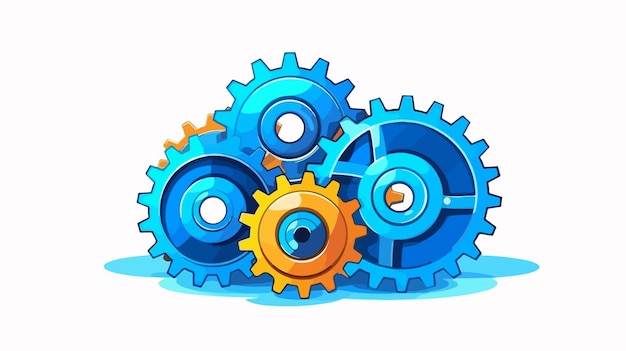 Cartoon Gears Machinery Isolated Icon Vector Illustration