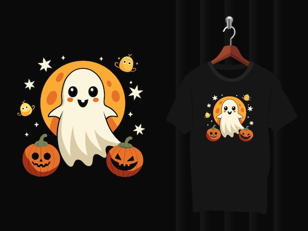 cartoon ghost Halloween tshirt design artwork