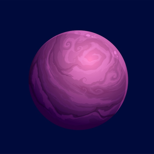 Vector cartoon giant purple space planet fantasy galaxy