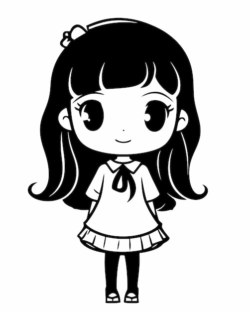 A cartoon girl in a dress