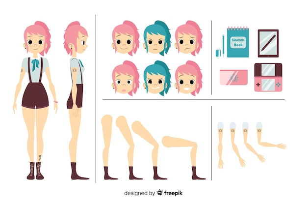 Vector cartoon girl for motion design