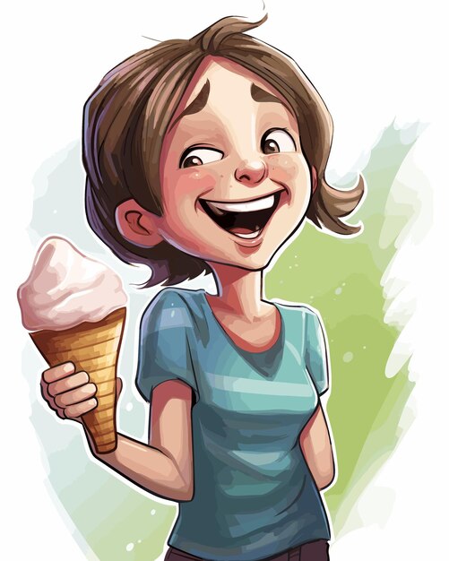 a cartoon of a girl with a big smile on her face